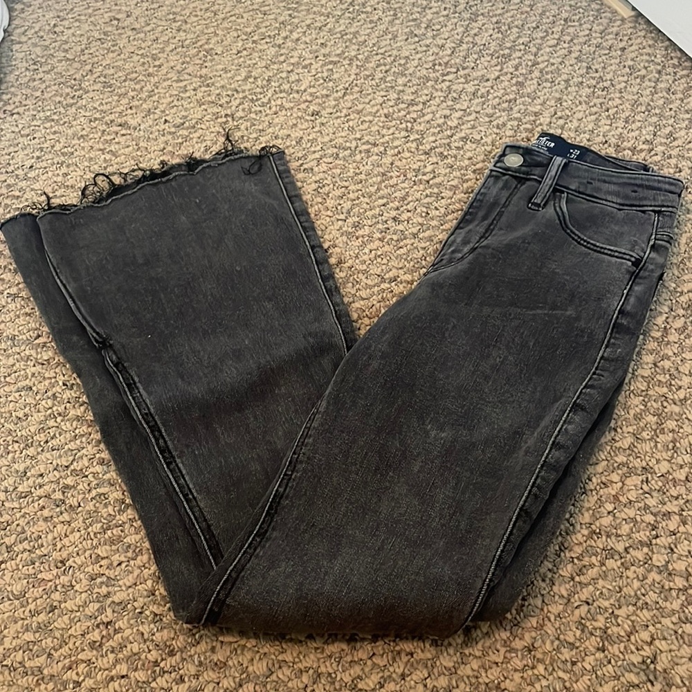 hollister high rise flare black jeans